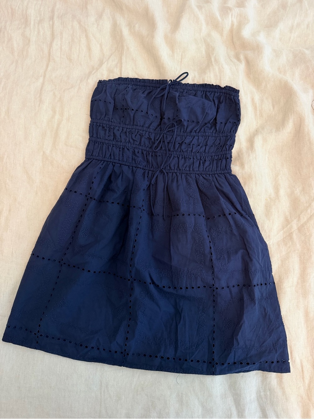 Wild Fable/Target Navy Blue Eyelet Strapless Bandeau Dress summer - NWOT -size S